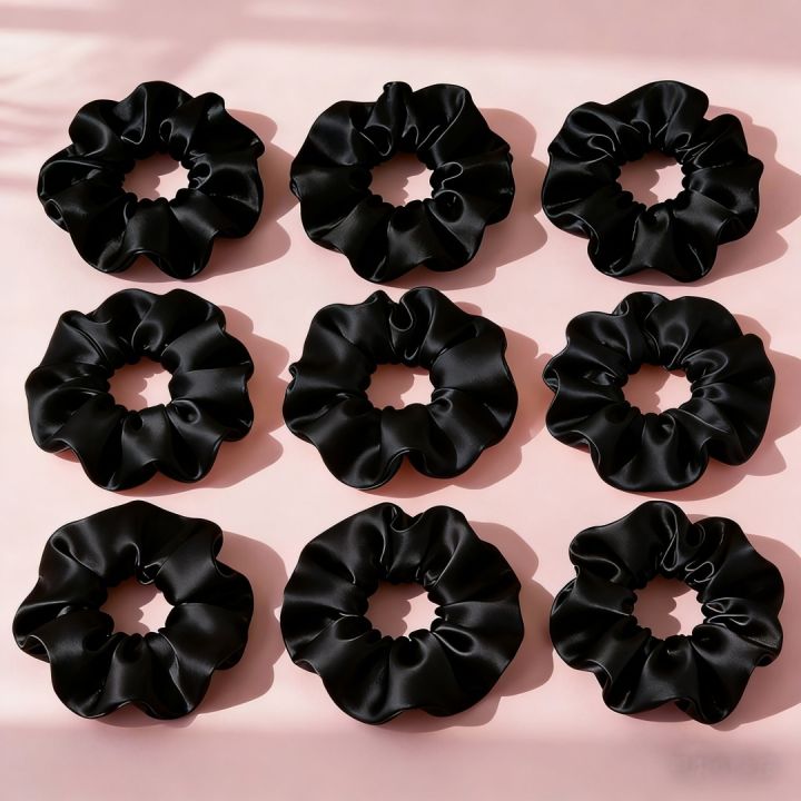1/6/16/32/100pcs%20bulk%20satin%20scrunchies%20suitable%20women%20elegant%20black%2010cm%20headwear%20hair%20ties%20accessories%20casual%20cute%20-%20Image%204