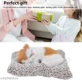 Plush Sleeping Cat Toy with Simulated Meow Sound, Gift Item for Kids, Car Dashboard, and Office Desk Decoration. 