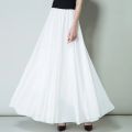 New Summer Chiffon Skirts Plus Size Full-Length Skirt High Waist Elegant Dance Skirt Pink Black Red Royal Blue White Long Skirts. 