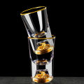 Luxury Crystal Glass Vodka Glass Sake Shochu Glass Bar Liqueur Double Bottom Gold Foil Glass Tea Cup High-end Gifts Hard Liquor. 