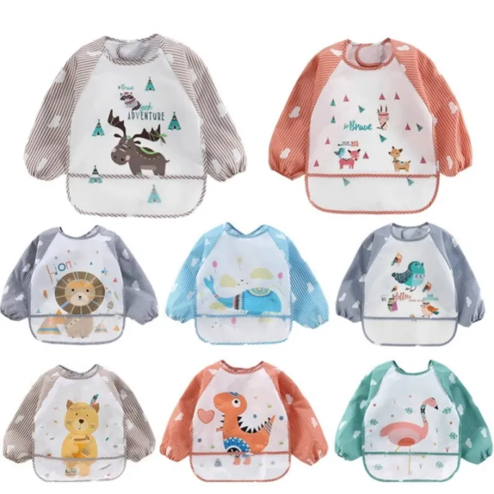2pcs%20Waterproof%20Full%20Sleeve%20Baby%20Bibs%20Children%20Apron%20Long%20Sleeve%20Feeding%20Smock%20Kids%20Eating%20Breastplate%20Infant%20Scarf%20Clothing%20-%20Image%202