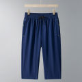 Men's Ice Silk Seven-Quarter Pants 2025 Summer Thin Riding Breeches Loose-Fit Quick-Drying Casual Solid Sports Mid-Waist Shorts. 