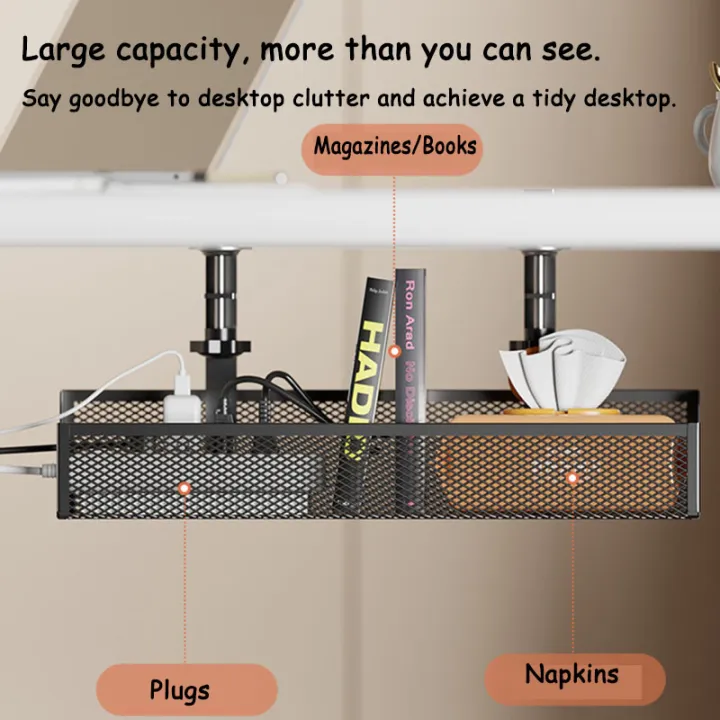Under Desk Cable Management Tray No Drill Steel Desk Cable Organizers ...