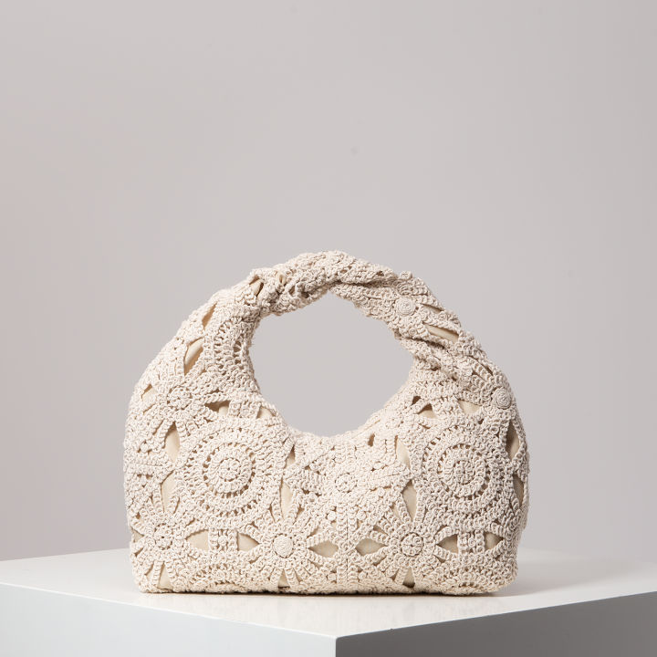 Pattern Hollow Woven Handbag,Bohemia Beach Bags for Women,Crochet Set,Beach Accessories Women,Travel Must Haves(Random Pattern)