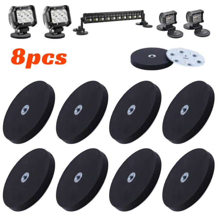 8PCS 43mm/66mm M4/M6 Internal Thread Magnetic Base Mount Bracket Clamp LED Work Light Bar Holder SUV Offroad