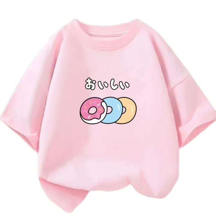 Girls%20Strawberry%20Print%20Short%20Sleeved%20T%20Shirt%20Summer%20Kids%20Cotton%20Loose%20T-shirts%20Harajuku%20Kawaii%20Doughnut%20Tops%20-%20Image%203