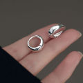 925 sterling silver plain ring earrings, light luxury and high-end earring, elegant and simple earring for women. 