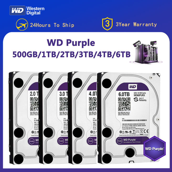 WD Purple 4TB 1TB 2TB 3TB 6TSurveillance Internal Hard Drive Disk 3.5" 64MCache SATA III 6Gb/s  HDD HD Harddisk for CCTV DVR NVR