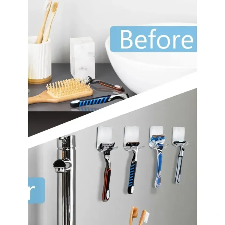 2pcs%20Razor%20Holder%20Stainless%20Steel%20Men%20Shaving%20Shaver%20Razor%20Stand%20Shelf%20Shaving%20Razor%20Storage%20Rack%20Bathroom%20Hook%20Organizer%20-%20Image%202