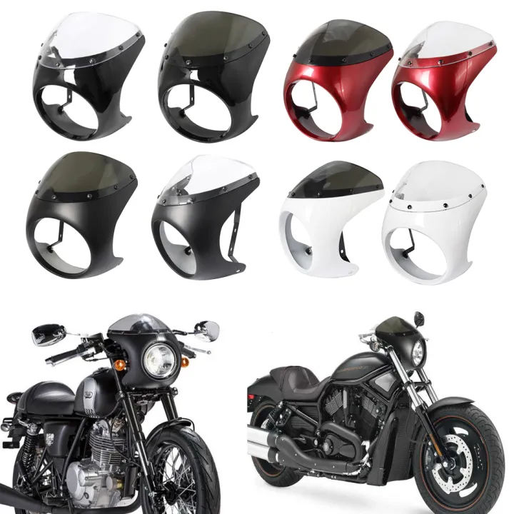 Motorcycle%20Red/White%20Front%20Headlight%20Fairing%20Windshield%20For%20Cafe%20Racer%20Honda%20Universal%207inch/16.5~18cm%20Retro%20Headlamp%20Windscreen%20-%20Image%202