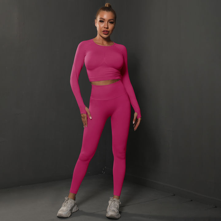 2Pcs%20Women%20Sets%20Energy%20Seamless%20Gym%20Suits%20Bubble%20Butt%20Sports%20Pants+Long%20Sleeve%20Shirts%20Push%20Up%20Running%20Sets%20Tracksuits%20Tights%20Set%20-%20Image%208