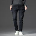 2025 Autumn Winter New High Elasticity Men's Business Jeans Haze Blue Black Gray Denim Trousers Men's Pants Work Clothes Brand. 