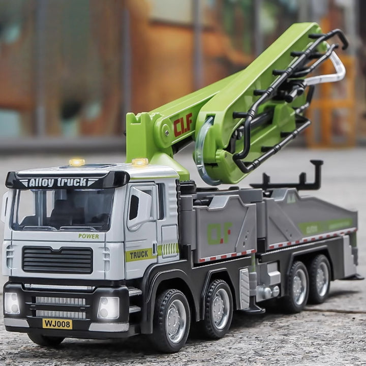 1/32 Concrete Pump Car Fire Truck Model Toy Alloy Body Pull Back Water Spray Engineering Vehicle Models for Children's Day s