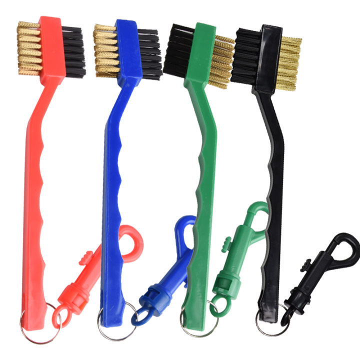 Double-Sided Golf Cleaning Brush - Portable Lightweight Two-Head Club Cleaner with Hook for Golfers