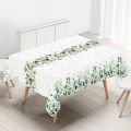1pc Spring Sage Green Table Cloth Plastic Disposable Table Cover Eucalyptus Leaf Printed Pattern for Plant Themed Party.