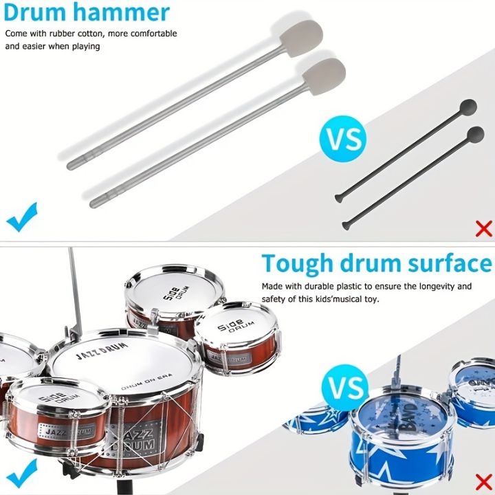 Kids%20Drum%20Set%20Musical%20Toy%20Drum%20Kit%20for%20Toddlers%20Jazz%20Drum%20Set%20with%20Stool,%202%20Drum%20Sticks,%20Cymbal%20and%205%20Drums%20Musical%20Instruments%20-%20Image%205