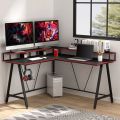 L-Shaped Desk with Shelf, 57 x 51 Inch Corner Computer Gaming Desk with Monitor Stand for Home Office and Gamer, Large PC Laptop Study Writing Table Workstation. 