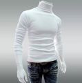 men's high neck sweater white. 