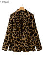 ZANZEA Leopard Print Lightweight Blazer for Women Autumn Notched Lapel Long Sleeve with Shoulder Pad Woman Commute Outerwear. 