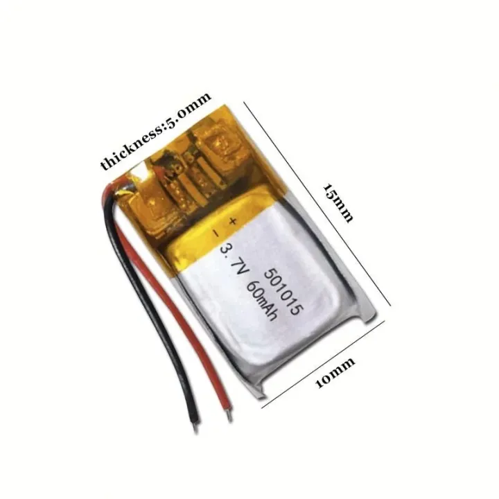 Rechargeable Lipo 501015 3.7V 60mAh Lithium Ion Li Polymer Battery Pack ...