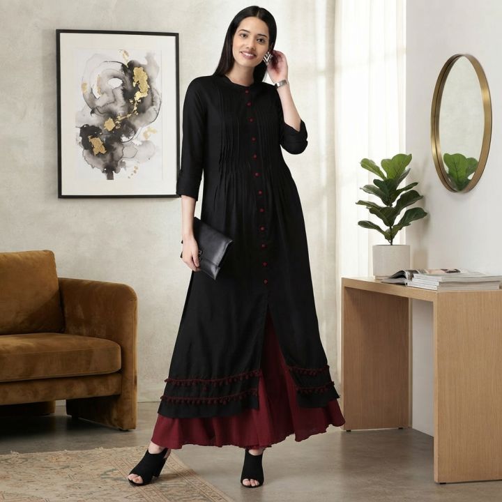 Black Linen Kurti Stylish Traditional Wear for Women Top Rated Item Limited Stock Offer
