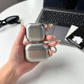 Fashion Simple Electroplated Silver Matte and Glossy Protective Earphone Case with Metal Ring for AirPods 5 1 2 3 4 Pro2 Pro3.