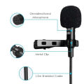 Portable 1.5m Lavalier Mini Microphone Type C Condenser Clip-on Lapel Mic Wired Usb USB-C 3.5mm Microfon for Mac Laptop PC Phone.