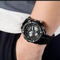ETEVON Men’s ‘Captain’ Stylish Outdoor Sport Watch with Thicken Silicone Strap - 30m Waterproof - EL Luminous - Multifunction - Dual Time Display - Quartz Analog Digital Wrist Watches for Men - Black. 