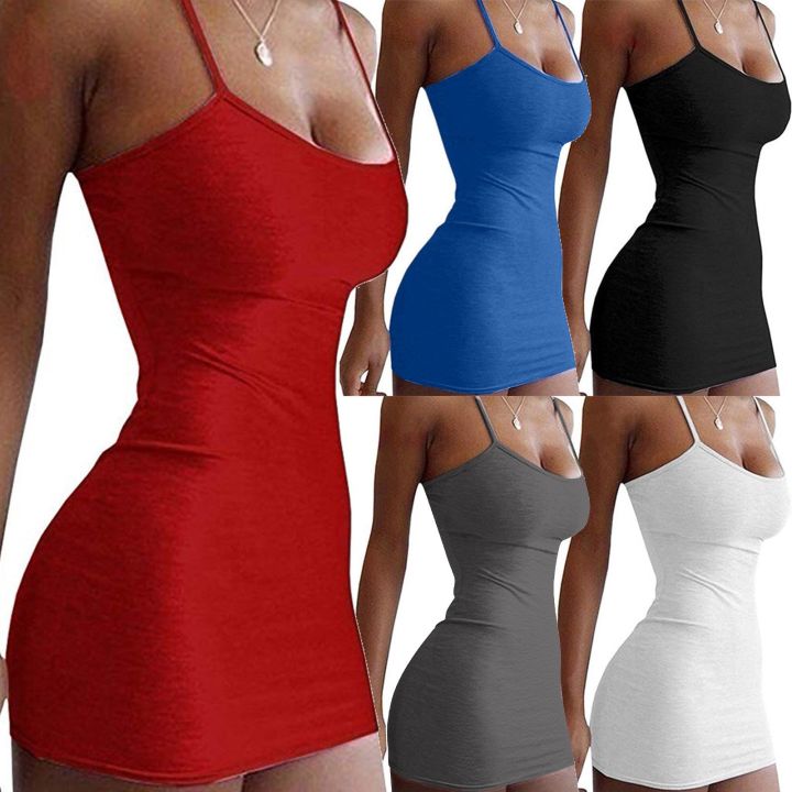 %20Spaghetti%20Strap%20Bodycon%20Mini%20Dress%20Women%20Tank%20Club%20White%20Party%20Camisole%20Dresses%20Summer%20New%20Solid%20Color%20Sundress%20-%20Image%202