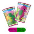 Cartoon Disney Barney -Themed Eco-Friendly Disposable Party Tableware Kit Balloon Paper Cup Plates Girls Birthday Party Supplies. 