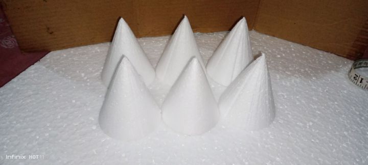 White Styrofoam Craft Foam Cone , pack of 6,12for modeling, crafting ...