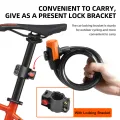 Universal Mountain Bike Cable Lock Key Fixed Secure Anti Theft with Bracket Scooter Lock Portable Steel Bicycle Accessories. 