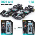 Bburago 1:64 Mercedes-AMG 2025 F1 W16 #63 George Russell #12 Kimi Antonelli car model series children's Christmas boy gift toys. 