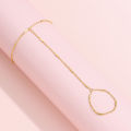 Elegant Tiny Chain Bracelet Finger Rings For Women Gold Color Link Chains Connecting Hand Harness Bracelets Jewelry. 