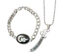 2Pcs/-Mens Fashion Sterling Islamic Imam Ali Nacklace+Stain less steel Ali Logo Braclet -Top Fashion High Quality Shar E Ali Sword Nacklace With Black Stone I'mam Zulfikar Ali Logo Braclete For Boys And Men's -Buy  Nacklace+braclet. 