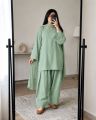 Printex work on Neck and sleeves with farshi shalwar and Chiffon dupata 3 pcs. 