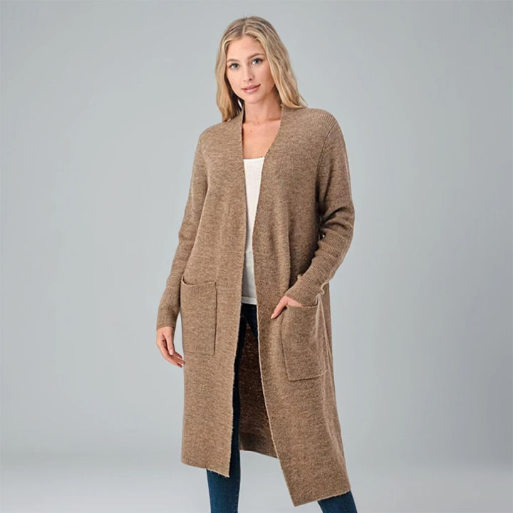 Fashionable Women’s Winter Long Sweater with Lace, Acrylic and Wool, Sizes S-XXL