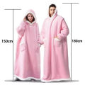 180cm Super Long Flannel Blanket Pyjamas with Sleeves Winter Hoodies Sweatshirt Women Men Pullover Fleece Giant Oversized Outdoo.