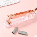 No.12 Transparent Stapler, Rose/Gold/Silver Colors, for Office School Home Use - Compact & Durable. 
