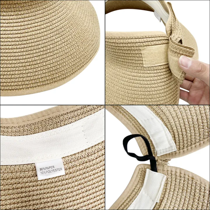 New%20Women%20Summer%20Visors%20Hat%20Foldable%20Sun%20Hat%20Wide%20Large%20Brim%20Beach%20Hats%20Straw%20Hat%20Chapeau%20Femme%20Beach%20UV%20Protection%20Cap%20-%20Image%204