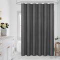 1PC dark grey fabric shower curtain liner, modern bathroom simple shower curtain or liner, tarp and machine washable, 12 hooks. 