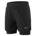 Lixada Men 2 in 1 Running Shorts Quick Drying Breathable Active Training Exercise Jogging Marathon Cycle Shorts.