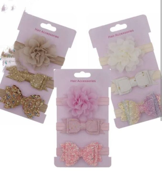 pack%20of%203/5/6%20newborn%20baby%20girls%20hairbands%20bow%20knitted%20soft%20hairbands%20baby%20hair%20accessories%20-%20Image%206