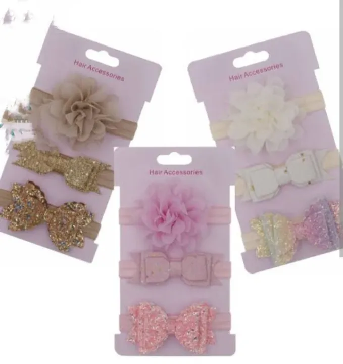 pack%20of%203/5/6%20newborn%20baby%20girls%20hairbands%20bow%20knitted%20soft%20hairbands%20baby%20hair%20accessories%20-%20Image%206