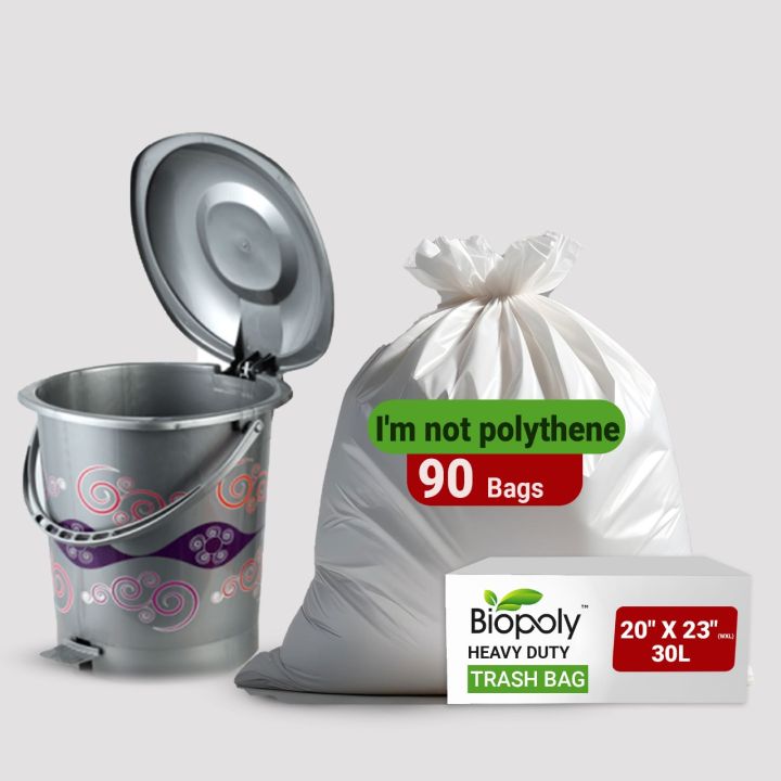 Biopoly Eco-friendly Trash Bag (20” X 23”) - 90 pcs I Garbage Bag । Moyla Felar Bag । Waste Bag । Biodegradable। Compostable । Poly Bag