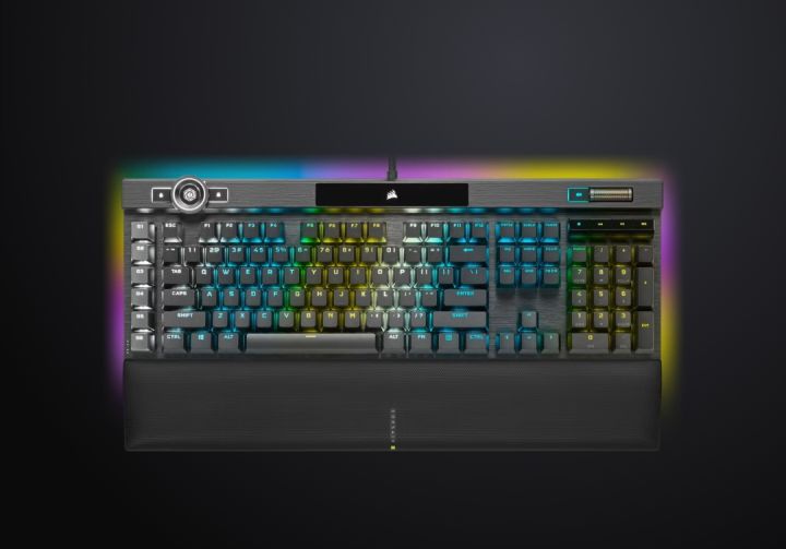 Corsair%20K100%20RGB%20Gaming%20Keyboard%20%E2%80%94%20Optical-Mechanical%20OPX%20Switch%20%7C%20AXON%204000Hz%20Hyper-Processing%20%7C%20Dynamic%20Per-Key%20RGB%20+%2044-Zone%20LightEdge%20%7C%20PBT%20Keycaps%20%7C%20iCUE%20Control%20Wheel%20%7C%20Ultra-Fast%20PC%20Gaming%20Keyboard%20%7C%20Black%20-%20Image%202