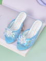 Girl Princess Crystal Slippers High Heels Children's Furniture Slippers. 