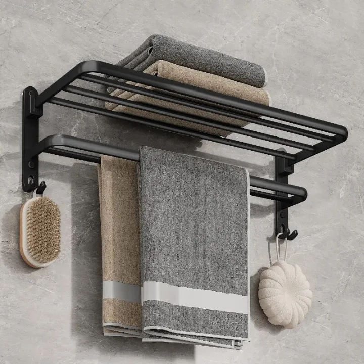 Matte%20Black%2050CM%20Folding%20Holder%20With%20Hook%20Towel%20Holder%20Wall%20Mount%20AluminumTowel%20Rack%20-%20Image%206