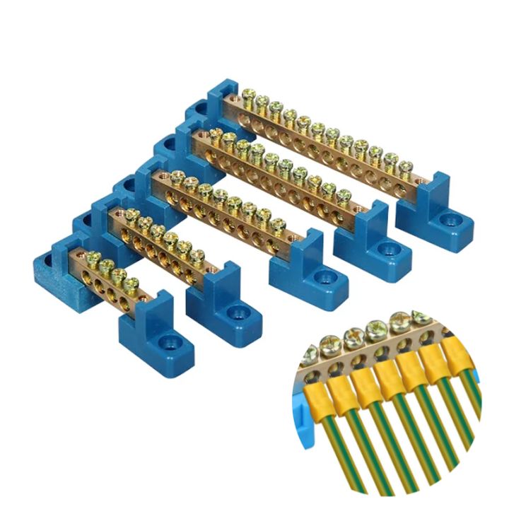 6*9 Copper Ground Bar 4/6/8/10/12 Hole Terminal Block for Electrical Panel Distribution Box  Grounding System