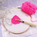 Wooden Handle Poking Needle Set Embroidery Punch Needle Weaving Tools Creative Pattern Manual Craft DIY Sewing Tool. 